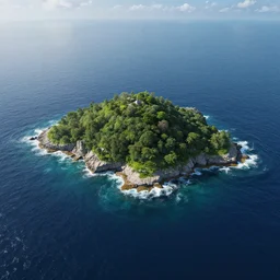 A strange island near the ocean made of space water