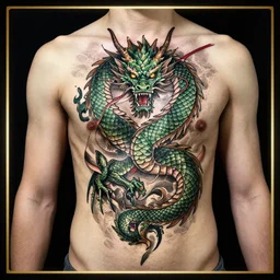 dragon tattoo, award winning digital art