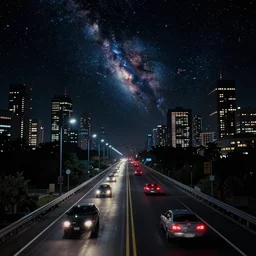 a cosmic highway in a scene from the movie bladerunner