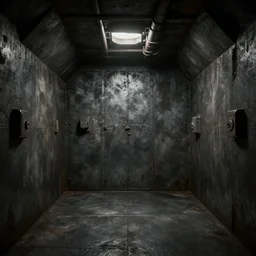 fallout concept art vault - tec underground bunker metal walls interior render grim realistic lighting unreal engine 5
