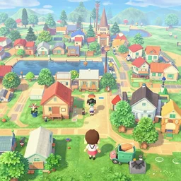a beautiful port town as seen from above in the style of animal crossing new horizons and kiki's delivery service by geof darrow and ghibli h 6 4 0