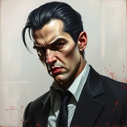 a modern painting of a vampire in a business suit, slick back hair, in the style of tim bradstreet, sharp focus, realism, intricate detail