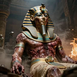 epic disasterpiece excruciating death of Egyptian sun god Ken Kelly, photorealistic, cinematic, fantastic reality, detailed, intricate dramatic lighting, establishing shot, 8k resolution – W 1024