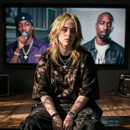 Billie Eilish in a Tupac music video