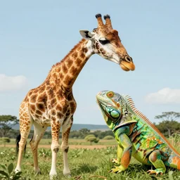 nature photograph of a giraffe iguana!! hybrid, bold natural colors, masterpiece, trending on artstation, photograph