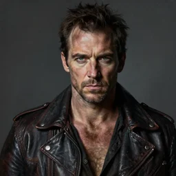 portrait of henry caville, gritty, dark, wearing a undone leather jacket, hairy chest, very detailed eyes, hyperrealistic, very detailed painting by Glenn Fabry, by Joao Ruas, by Artgerm