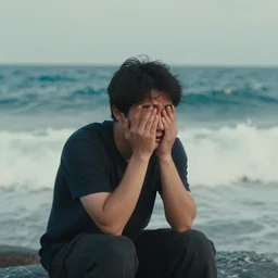 An average wave 4 impatient discord user waiting for a ping from stability Ai holding back tears, highly un-realistic, 1k hd, 12mm film