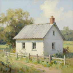 cottage aesthetic, oil painting, pale colors, high detail, 8 k, wide angle, trending on artstation,