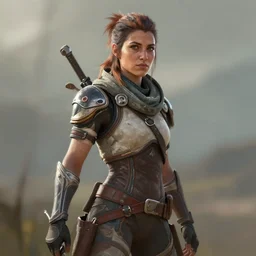 action portrait of aloy from horizon zero dawn, digital art, muted colors, visible paint, bokeh by loish