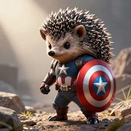 Hedgehog captain America, artstation, octane render