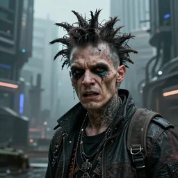 a fine portrait of an crazy punk in distopic world, 16 K 3D ultrarealistic futuristic utopian and dystopian art, cry engine