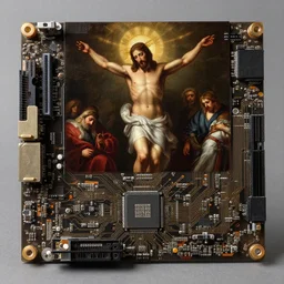 motherboard chip circuit jesus christ on motherboard chip circuit, baroque painting, detailed octane render trending on artstation artgerm, 8 k artistic photography, volumetric cinematic perfect light, chiaroscuro, masterpiece, raphael, caravaggio, beksinski, rutkowski, giger