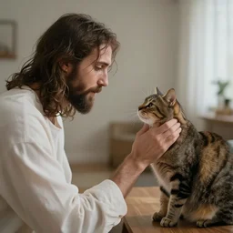 moist critical begging jesus not to kill his cat, hd, 4 k, vr support, for gamers,