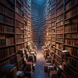myriads of books in a magic library, beautiful digital art, dramatic volumetric lighting, trending on artstation