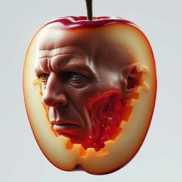 bruce willis head inside an apple, hyper detailed, digital art, artstation, cinematic lighting, studio quality, smooth render, by peter mohrbacher, hajime sorayama, wayne barlowe, boris vallejo, aaron horkey, gaston bussiere, craig mullins