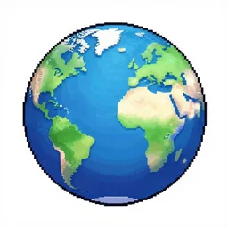 beautiful pixel art illustration of Earth, high detail