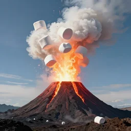 a volcano erupting marshmallow