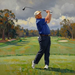 thomas kinkade drawing of trump golfing