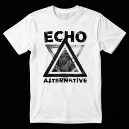 t - shirt design that says echo alternative. with a triangle. alternative rock music style.
