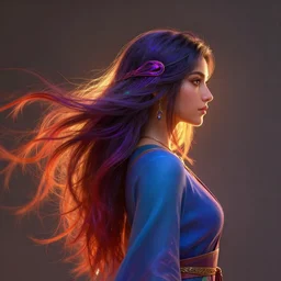 side - profile painted portrait, maya ali, wind mage, backlit, key lighting, smooth, gaudy colors, unreal engine render, art nouveau, maya render, octane render aesthetic, overlord, matte painting concept art, official fanart behance hd artstation by james gilleard, jesper ejsing, lois van baarle, ilya kuvshinov