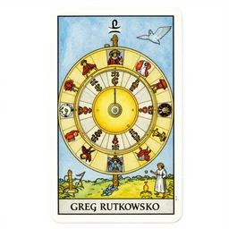 the wheel of fortune tarot card by greg rutkowski,