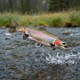 rainbow trout jumping from a river in central oregon, 4 k