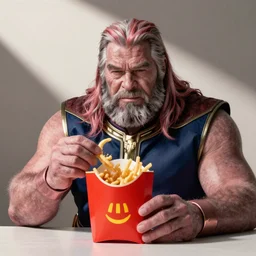 thanos eating a happy meal