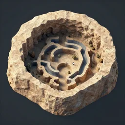 3 d isometric cave system cutaway