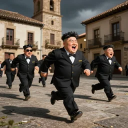 screaming kim jong un dolls running through pamplona spain