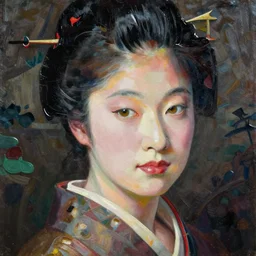 a portrait painting of a character in a scenic environment, texture by nobuhiko obayashi, lacquerware