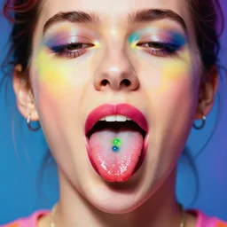 a colorful vibrant closeup portrait of a phantom licking a tab of lsd acid on his tongue and dreaming psychedelic hallucinations, by kawase hasui, moebius, edward hopper and james gilleard, zdzislaw beksinski, steven outram colorful flat surreal design, hd, 8 k, artstation