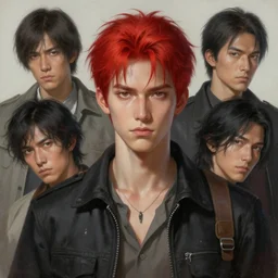concept art of red haired man, highly detailed painting by dustin nguyen, akihiko yoshida, greg tocchini, greg rutkowski, cliff chiang, 4 k resolution, trending on artstation, 8 k