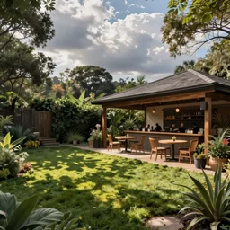 backyard with cafe, jack clayton art