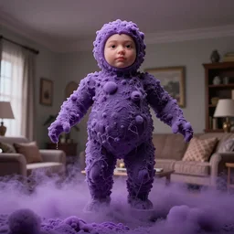 cinestill of a giant form made of purple wax float through the living room and purple foam fog film still from the movie directed by david lynch with art direction, 8 k, hd, high resolution, blur, depth field 3 5 mm, f / 3 2, ultra realistic faces, lost highway