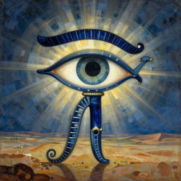 eye of horus, wedjat eye, egypt, by alena aenami, illustration by milton avery and hilma af klint