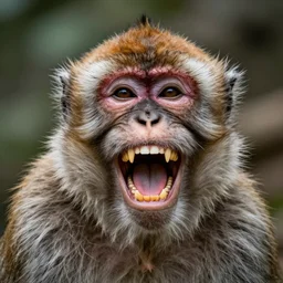 a very old monkey's face laughing out loud by bruce gilden, highly detailed, precise