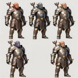 three different views of orcs in armour, colourful intricate! concept art by senior character artist, trending on artstation, artstation hd, full body
