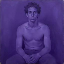 john henry, monochrome purple, oil painting by aaron douglas,