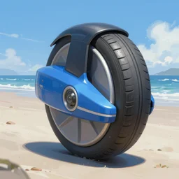 unreal engine render concept art of a onewheel gt on the beach by aenaluck, artgerm and roberto ferri and greg rutkowski, blue and white tones, digital painting, artstation, concept art, smooth, sharp foccus ilustration hq - h 7 6 8