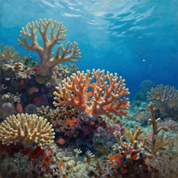 a fine painting of the coral reefs