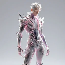 hyper detailed ultra sharp photo of fullbodied baroque and bladerunner delicate neon crystalline sculpture of seductive onyx albino glass prince zayn malik dotado pink iridescent humanoid deity wearing blue hooded metallic tuxedo holding an glass skull in a onyx dungeon, reclining, glowing magenta face, crown of white diamonds, cinematic lighting, photorealistic, octane render 8 k depth of field 3 d