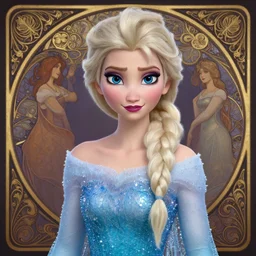 kristina pimenova with blonde hair as Elsa from Frozen, western, D&D, fantasy, intricate, elegant, highly detailed, digital painting, artstation, concept art, matte, sharp focus, illustration, art by Artgerm and Greg Rutkowski and Alphonse Mucha