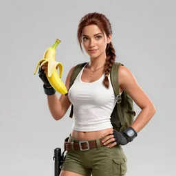 lara croft holding a banana!!!!, tomb raider psx