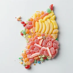 a map of south korean made out of candy pieces