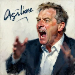 bill o'reilly screaming, painting by phil hale, fransico goya,'action lines '!!!, graphic style, visible brushstrokes, motionb blur, blurry, visible paint texture, crisp hd image