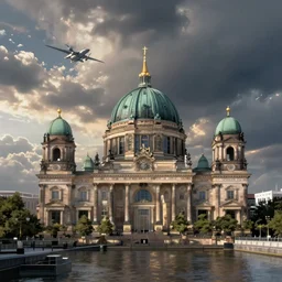 german city, Berlin, concept art, digital painting, style of jordan grimmer, futuristic, volumetric lighting