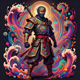 hyper detailed ultra sharp of a full body ninja warrior, trending on artstation, warpaint aesthetic, bloodwave, colorful, psychedelic, ornate, intricate, digital painting, concept art, smooth, sharp focus, illustration, art by artgerm and greg rutkowski and h. r. giger, 8 k