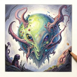 a beautifully and highly detailed illustration of a strange alien world by Daniel Merriam and Janet fish | Graphic Novel, Visual Novel, Colored Pencil, Comic Book:.4