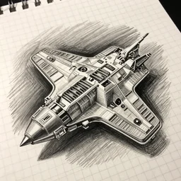 pencil drawing of a spaceship on graphed paper, trending on deviantart, high resolution