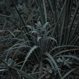 a macro shot of plants, winter season, moody scene, highly detailed, intricate, sharp details, dystopian mood, scene by gaston bussiere, craig mullins, somber lighting, drawn by giacomo burattini, inspired by graphic novel cover art, hyperrealistic, 8 k by rhads